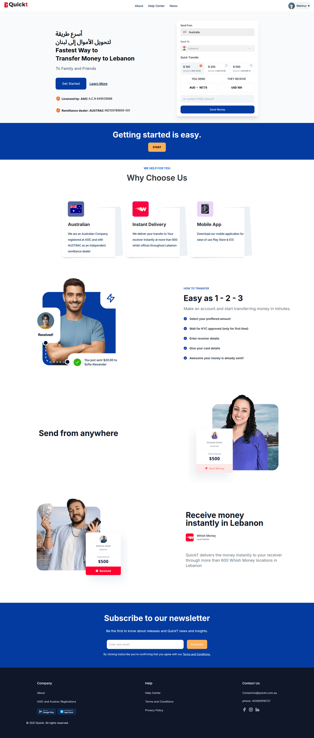 QuickT - Instant Money Transfer to Lebanon